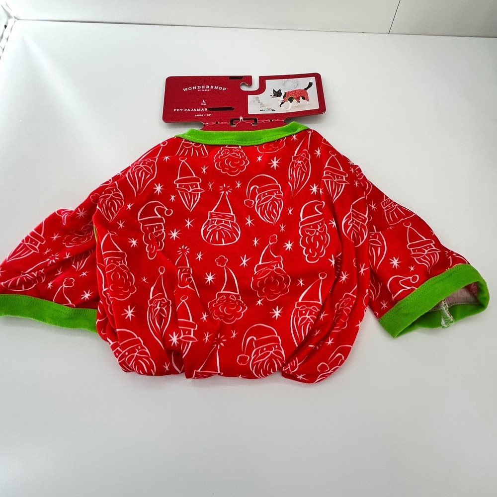 WonderShop Pet Pajamas Christmas Santa Claus‎ Print Red Green Size Large New
